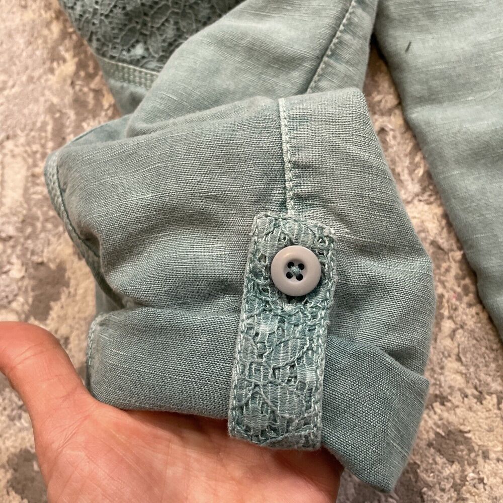 Sundance Women's Size 2P Green Linen‎ Cotton Femme Voyager Cargo Lace Pants - Picture 7 of 15